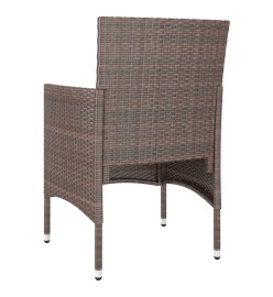 Jeu de chaise et tabouret de jardin 4 pcs Résine tressée Marron