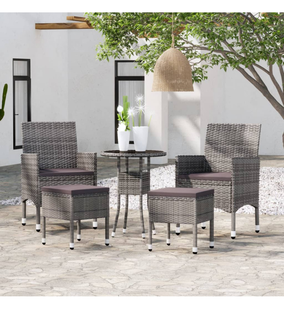 Salon de jardin 5 pcs Résine tressée Gris Salon de jardin 5 pcs Résine tressée Gris