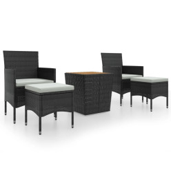 Ensemble de bistro de jardin 5pcs Résine tressée et acacia Noir