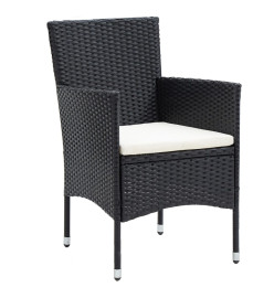 Ensemble de bistro de jardin 5pcs Résine tressée et acacia Noir