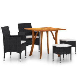 Ensemble de salle à manger de jardin 5 pcs Noir