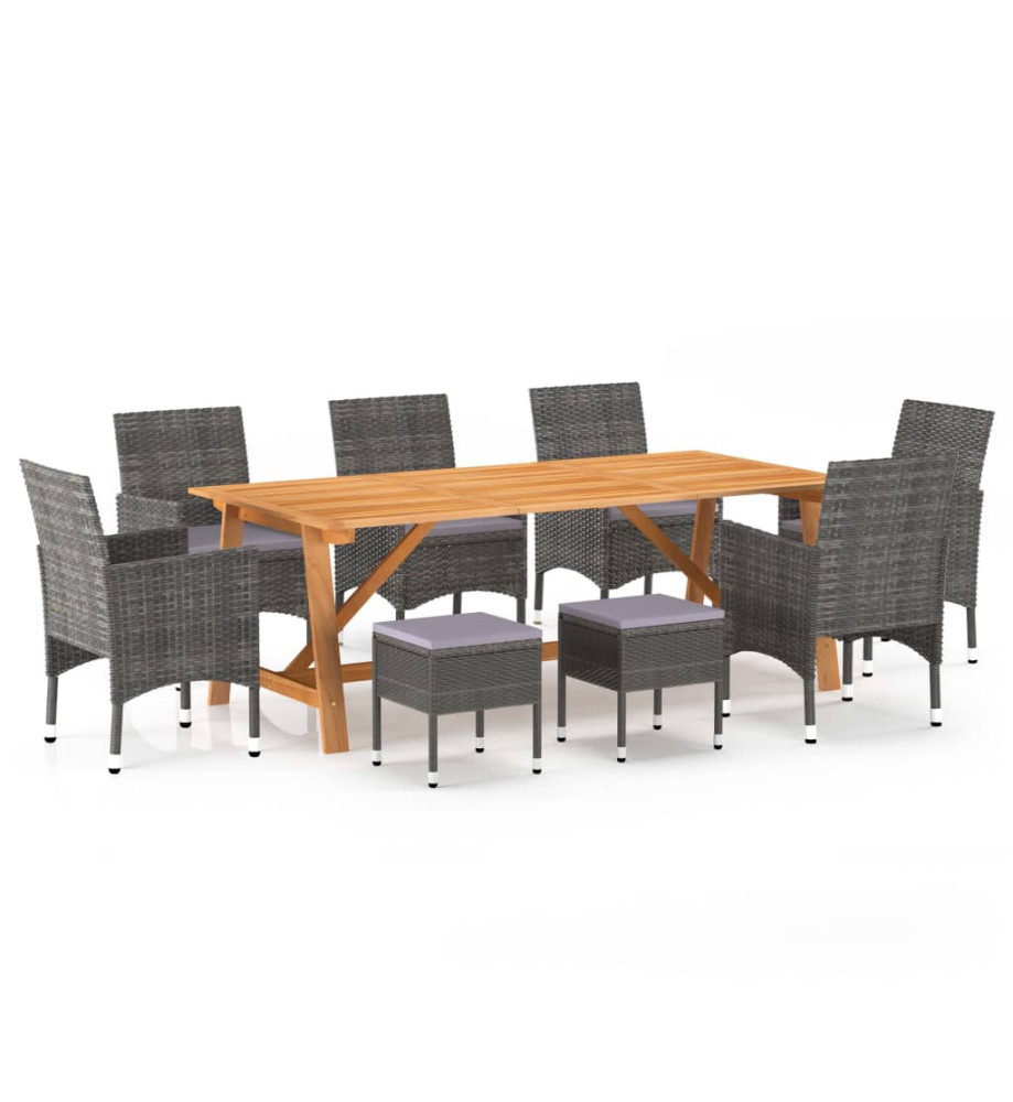 Ensemble de salle à manger de jardin 9 pcs Gris Ensemble de salle à manger de jardin 9 pcs Gris