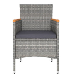 Jeu de chaise et tabouret de jardin 4 pcs Résine tressée Gris
