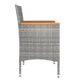 Jeu de chaise et tabouret de jardin 4 pcs Résine tressée Gris