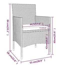 Jeu de chaise et tabouret de jardin 4 pcs Résine tressée Gris