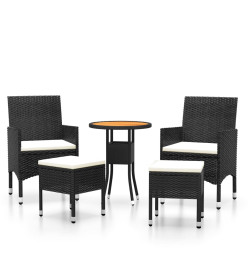 Salon de jardin 5 pcs Résine tressée Noir