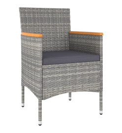 Ensemble de bistro 5 pcs Résine tressée et verre trempé Gris