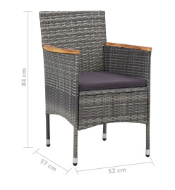 Ensemble de salle à manger de jardin 5 pcs Gris