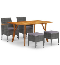 Ensemble de salle à manger de jardin 5 pcs Gris