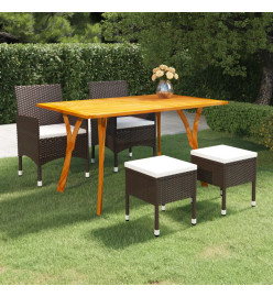 Ensemble de salle à manger de jardin 5 pcs Marron