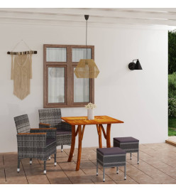 Ensemble de salle à manger de jardin 5 pcs Gris