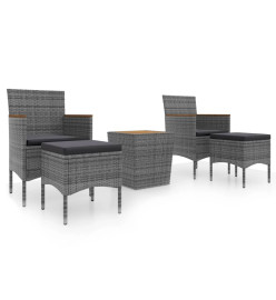 Ensemble de bistro de jardin 5pcs Résine tressée et acacia Gris