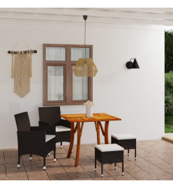 Ensemble de salle à manger de jardin 5 pcs Marron