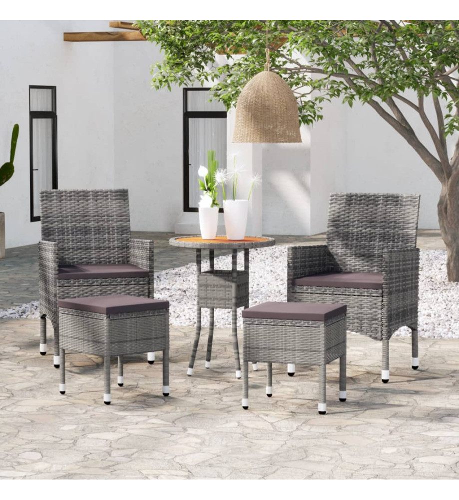 Salon de jardin 5 pcs Résine tressée Gris Salon de jardin 5 pcs Résine tressée Gris