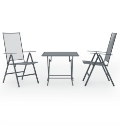 Ensemble de salle à manger de jardin 3 pcs Acier Anthracite