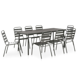 Mobilier de salle à manger d'extérieur 9 pcs Acier Gris foncé