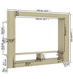 Meuble TV Chêne sonoma 152x22x113 cm Aggloméré