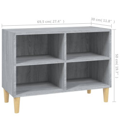 Meuble TV avec pieds en bois massif Sonoma gris 69,5x30x50 cm