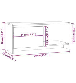 Meuble TV Blanc 90x35x40 cm Aggloméré