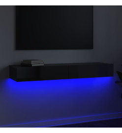 Meuble TV avec lumières LED Noir brillant 120x35x15,5 cm