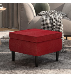 Tabouret avec pieds en bois Rouge bordeaux Velours