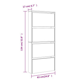 Armoire à chaussures miroir 4 niveaux blanc brillant