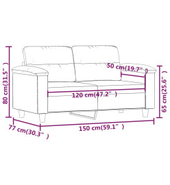 Canapé à 2 places Crème 120 cm Tissu microfibre