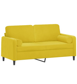 Canapé 2 places avec oreillers décoratifs jaune 140 cm velours