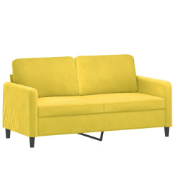 Canapé 2 places avec oreillers décoratifs jaune 140 cm velours