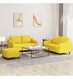 Ensemble de canapés 3 pcs avec coussins Jaune clair Tissu