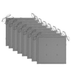 Chaises de jardin empilables avec coussins 8 pcs Teck solide