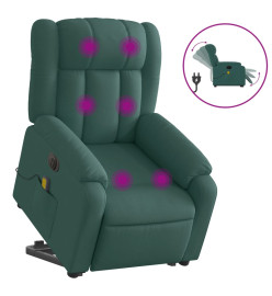 Fauteuil inclinable de massage électrique Vert foncé Tissu