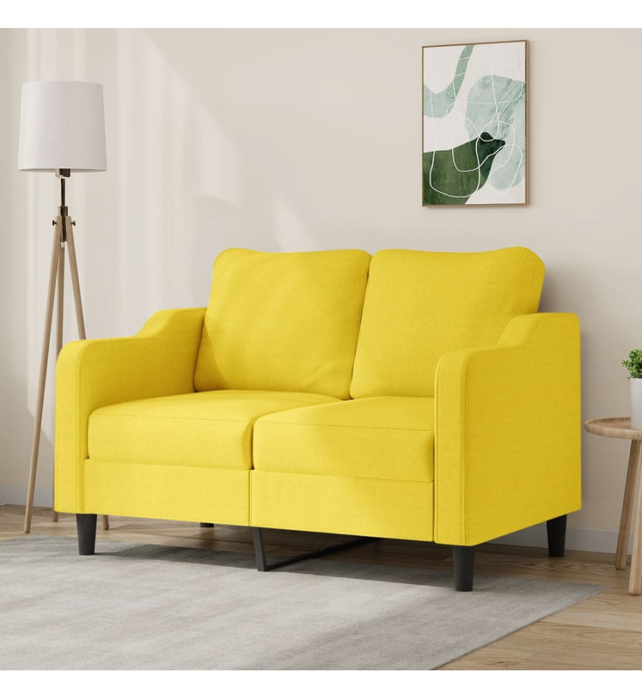 Canapé à 2 places Jaune clair 120 cm Tissu