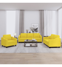 Ensemble de canapés 3 pcs avec coussins Jaune clair Tissu