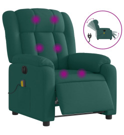 Fauteuil de massage inclinable électrique Vert foncé Tissu