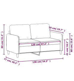 Canapé à 2 places Gris clair 120 cm Velours