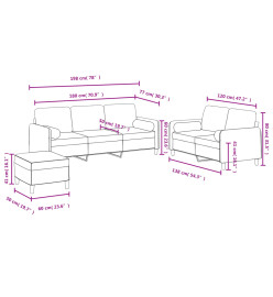 Ensemble de canapés 3 pcs avec coussins jaune velours