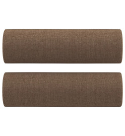 Canapé 2 places avec oreillers décoratifs marron 140 cm tissu