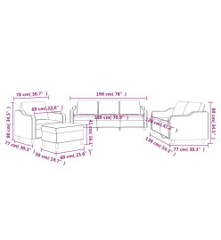 Ensemble de canapés 4 pcs avec coussins Jaune clair Tissu