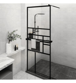 Paroi de douche avec étagère Noir 80x195 cm Verre ESG&Aluminium