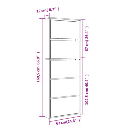 Armoire chaussures miroir 5niveaux blanc brillant 63x17x169,5cm