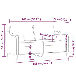 Canapé 2 places avec oreillers jaune clair 140 cm tissu