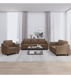 Ensemble de canapés 3 pcs avec coussins Marron Tissu