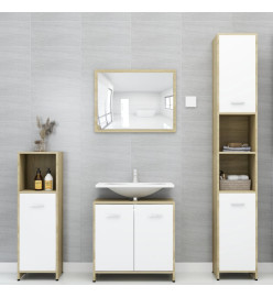 Armoire de bain Blanc et chêne sonoma 30x30x95 cm Aggloméré