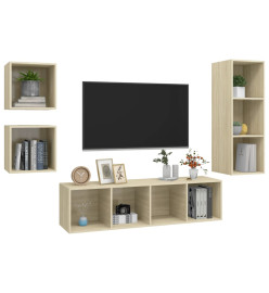 Ensemble de meuble TV 4 pcs Chêne sonoma Aggloméré