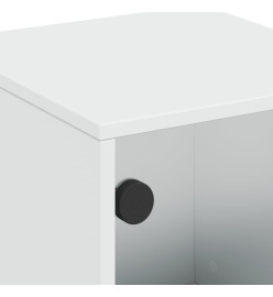 Tables de chevet avec portes en verre 2 pcs blanc 35x37x50 cm