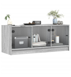 Meuble TV avec portes en verre sonoma gris 102x37x42 cm