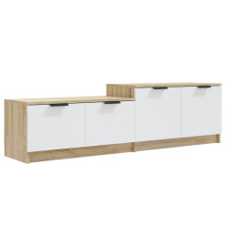 Meuble TV Blanc et chêne sonoma 158,5x36x45cm Bois d'ingénierie