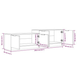 Meuble TV Blanc et chêne sonoma 158,5x36x45cm Bois d'ingénierie