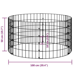 Poteau à gabion circulaire Acier galvanisé Ø100x50 cm